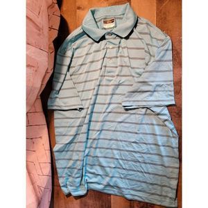 PGA Tour althetic‎ golf striped men's polo blue shirt